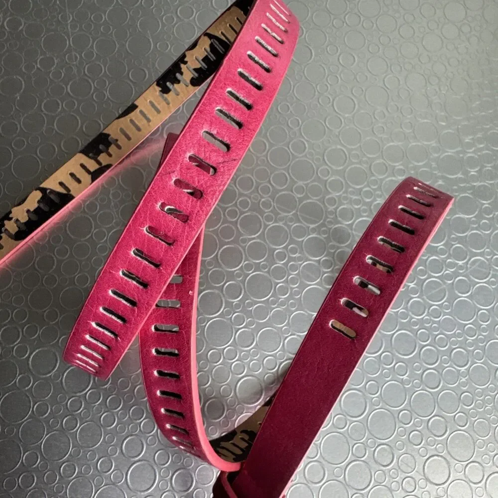 Betsey Johnson Hot Pink Skinny Belt Adjustable Neon Barbiecore Y2K - Size L